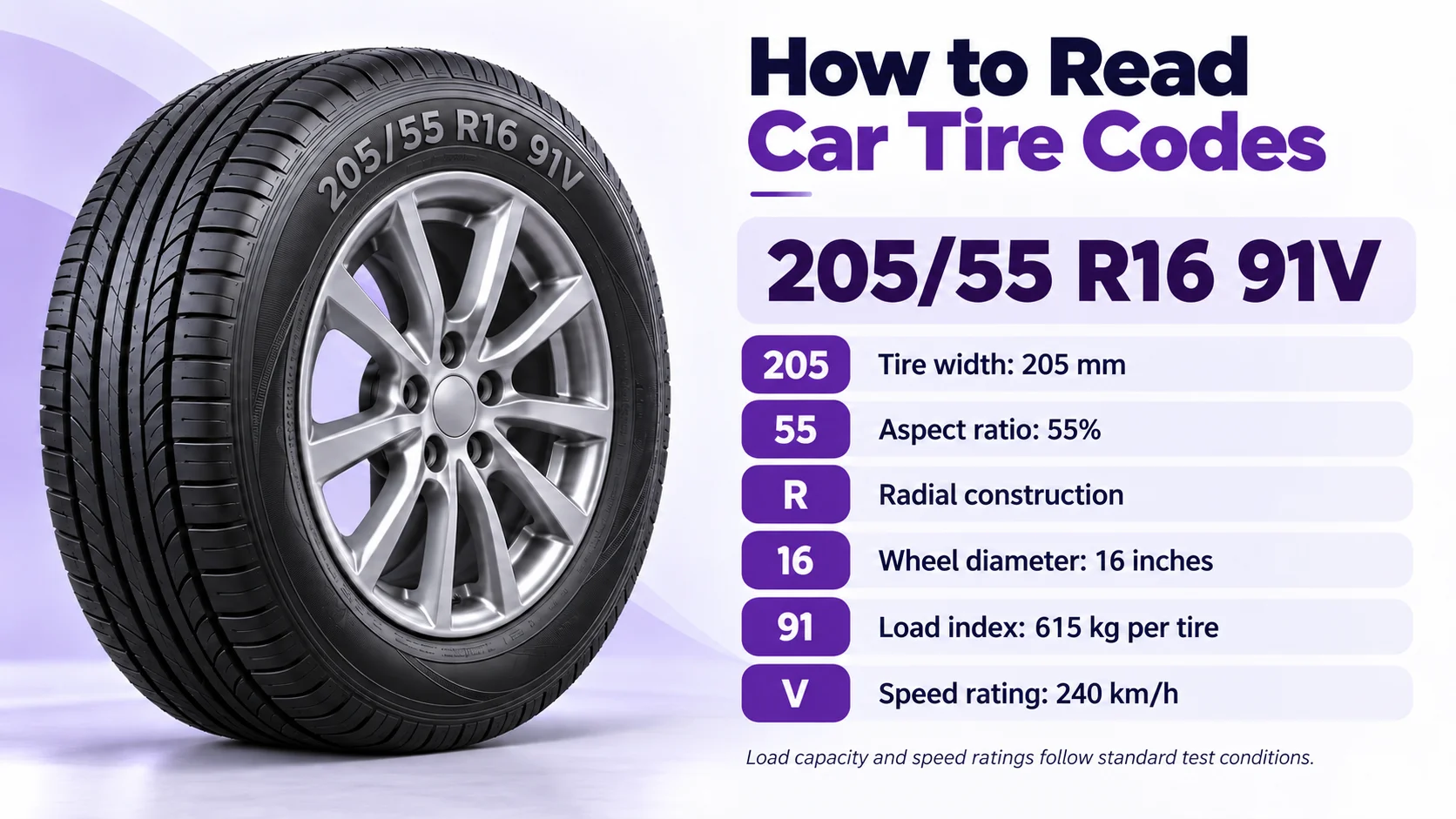 A brief explanation of car tire markings