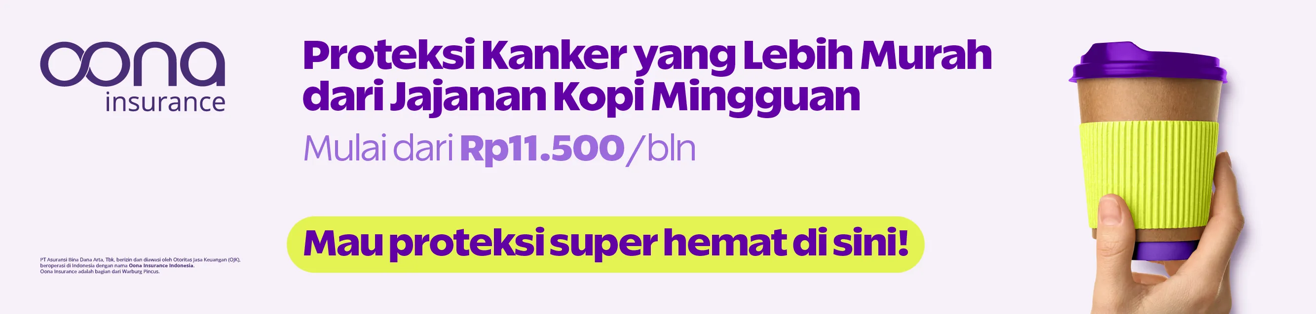 OONA Insurance Proteksi Kanker mulai Rp 11.500 per bulan, lebih murah dari kopi mingguan