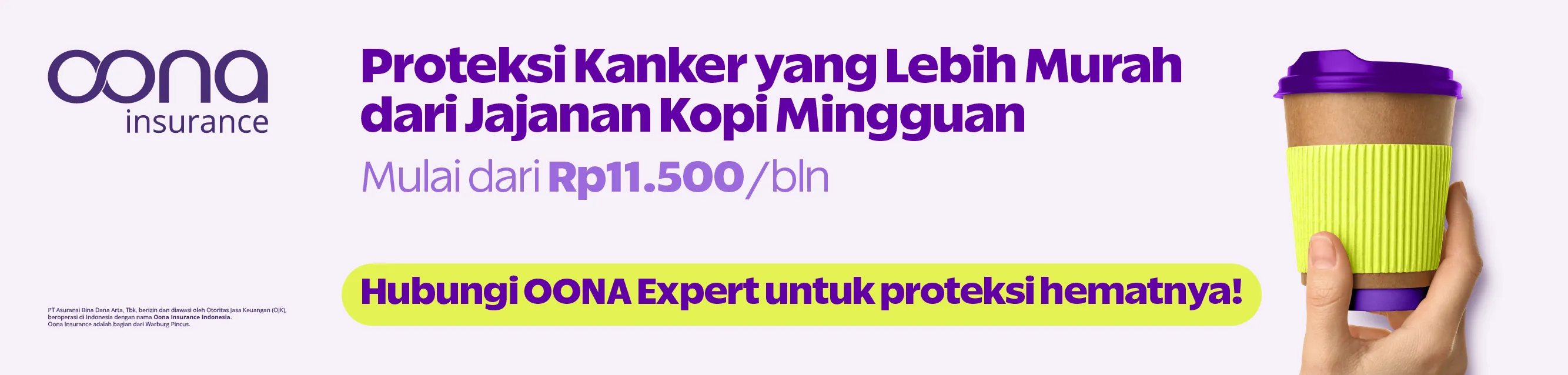 OONA Insurance Proteksi Kanker mulai Rp11.500 per bulan, hemat lebih murah dari kopi