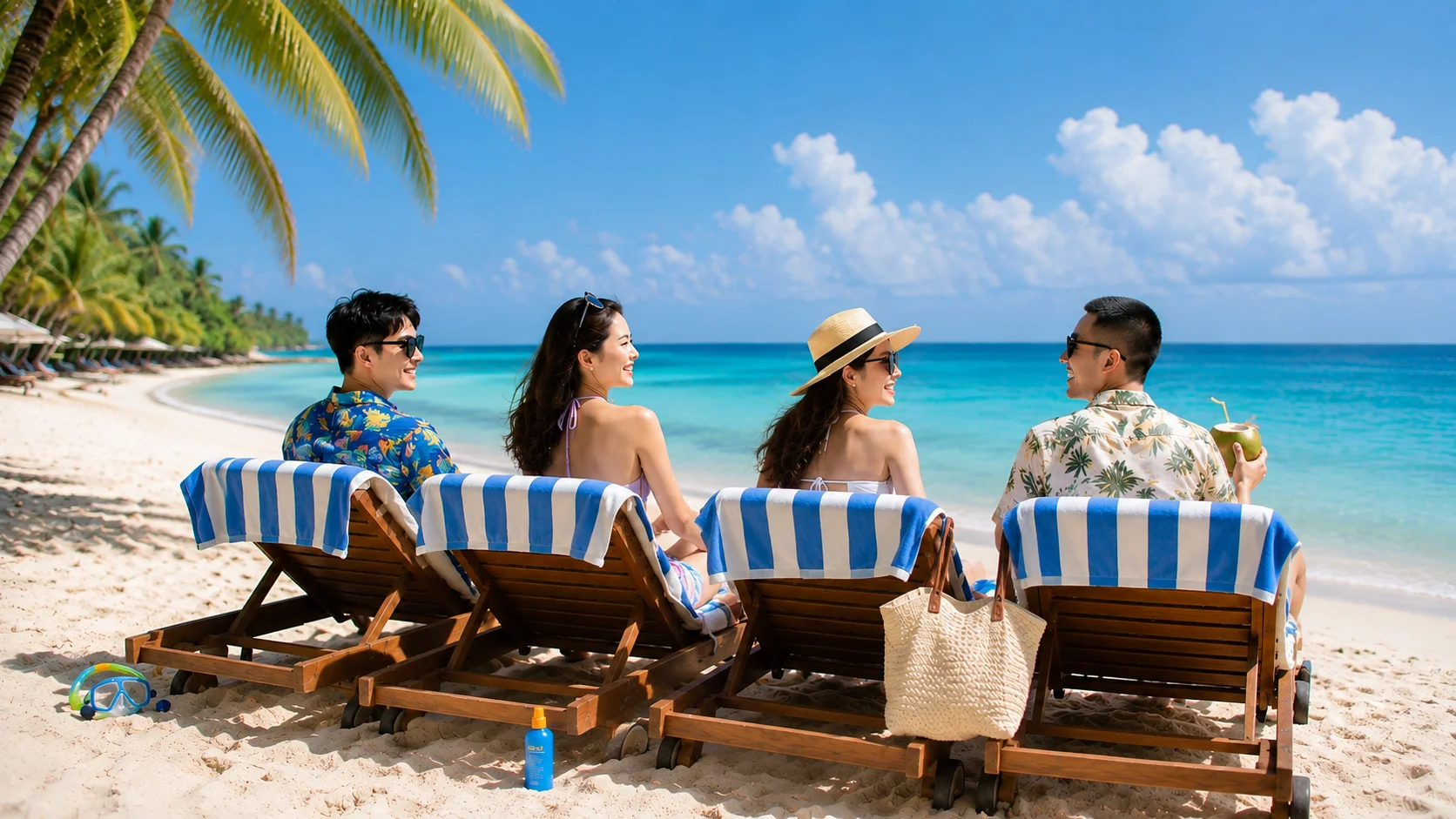 Wisatawan Indonesia sedang menikmati liburan di pantai