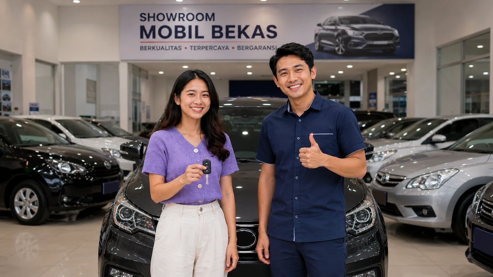 Seorang wanita baru saja membeli mobil bekas